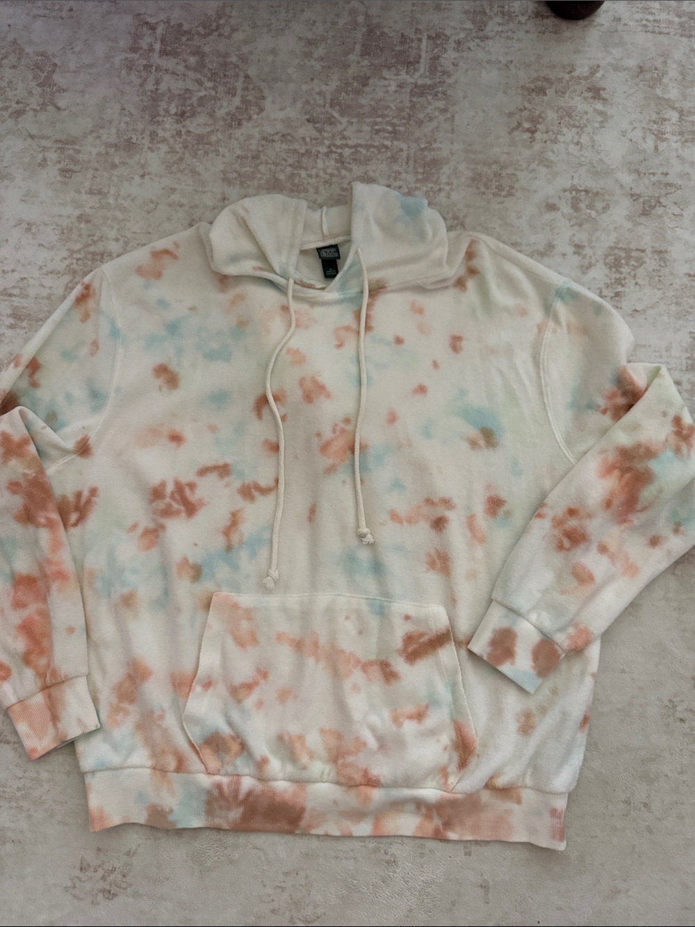 wild fable Cream Tie-Dye Hoodie with Rust & Aqua Spots
